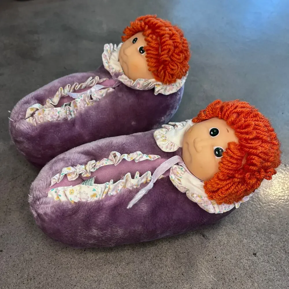 Vintage 1984 Cabbage Patch doll purple slippers youth size 2 shoes collectibles